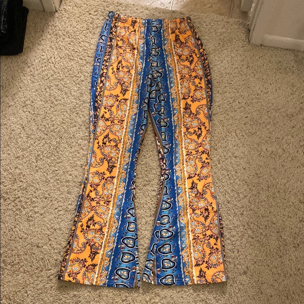 Vibrant Patterned Flare Pants